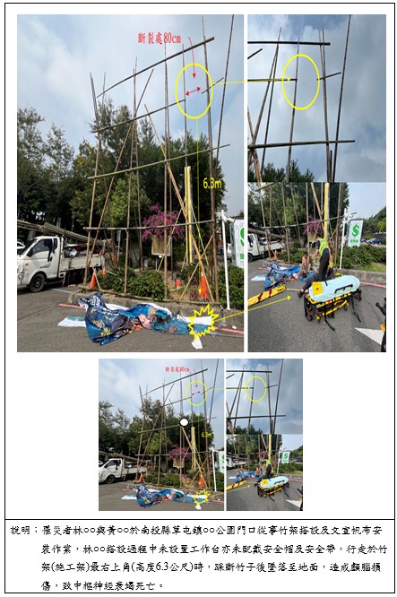 從事竹架搭設作業發生墜落死亡災害